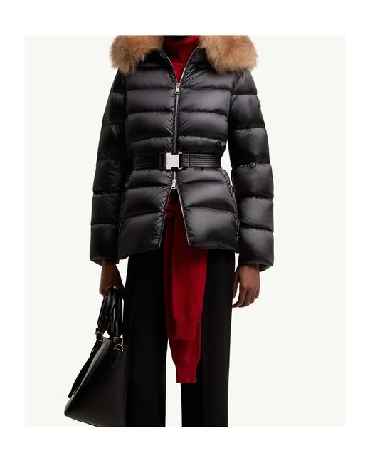 Moncler Black Cupidones Shearling-Trimmed Short Down Jacket