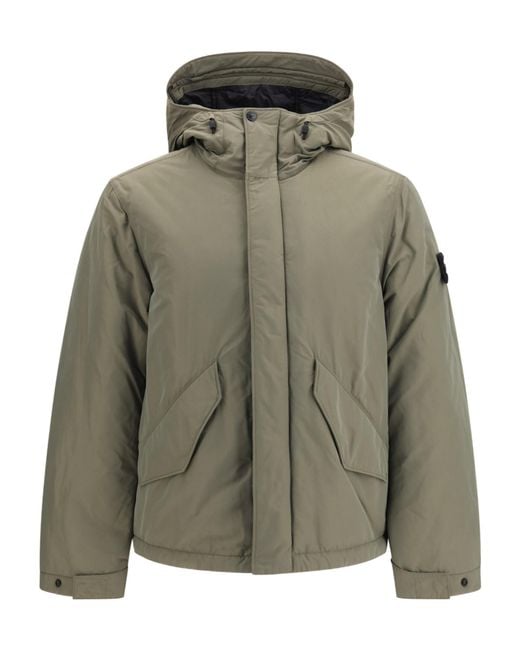 Stone Island Green Padded Micro Twill Jacket for men