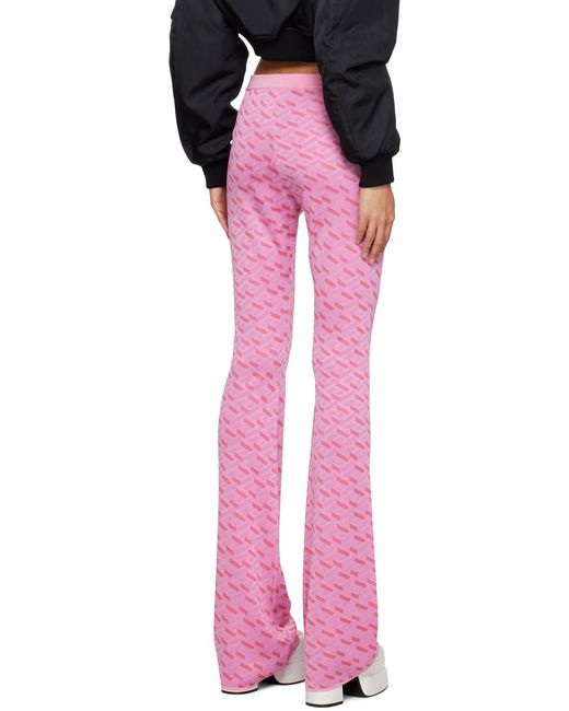 Versace Pink La Greca Pattern High-Waist Flared Pants