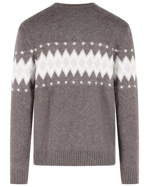 Eleventy Gray Cashmere And Silk Blend Crew Neck Sweater for men