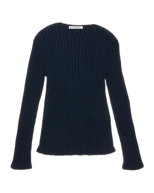 Acne Blue Ribbed-Knit Jumper