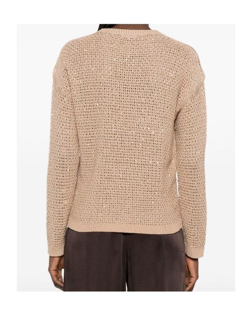 Fabiana Filippi Natural Sequined Knit Knitted Sweater