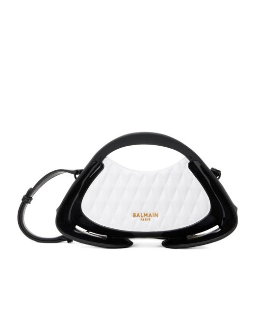 Balmain Black Two-Tone Quilted Small Jolie Madame Bag