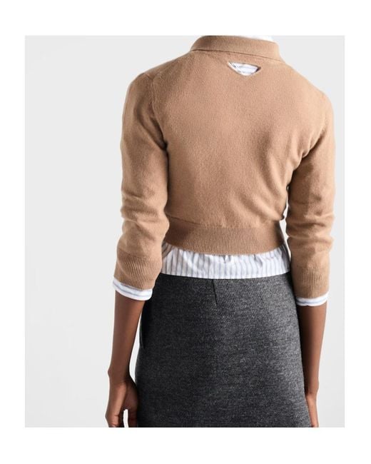 Prada Natural Half-Zipped Knitted Jumper