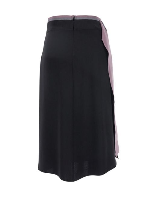 Fendi Blue Asymmetric Skirt With Draped Details And Long Waist Ribbon