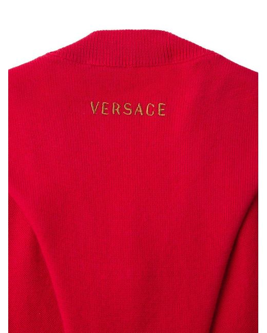 Versace Red Knitted Cotton Top
