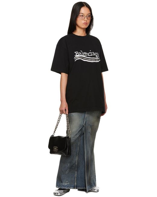 Balenciaga Black Logo Printed Large-Fit T-Shirt