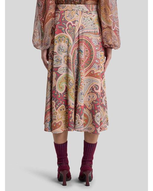 Etro Pink Paisley Midi Skirt