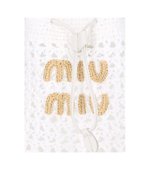 Miu Miu White Woven Fabric Mini-Bag