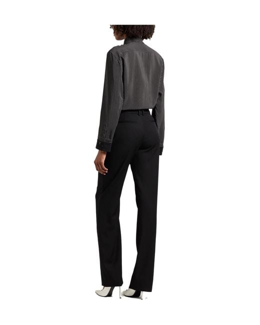 Saint Laurent Black Wool Straight-Leg Pants