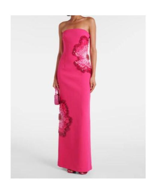 Rebecca Vallance Pink Layana Embellished Strapless Gown