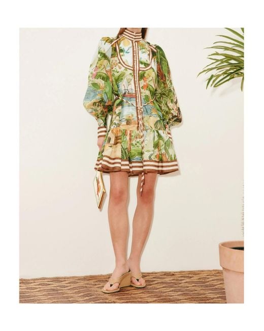 ALÉMAIS Yellow Toucan Tango Mini Dress