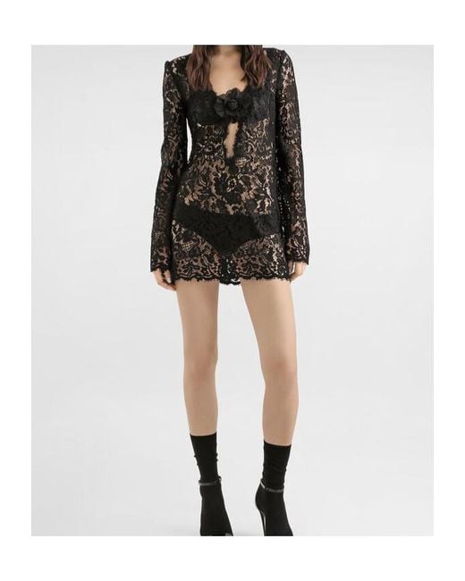 Dolce & Gabbana Black Lace Floral Mini Dress