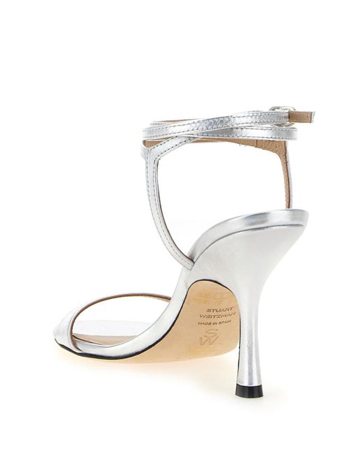Stuart Weitzman Metallic Round Toe High Heel Sandals