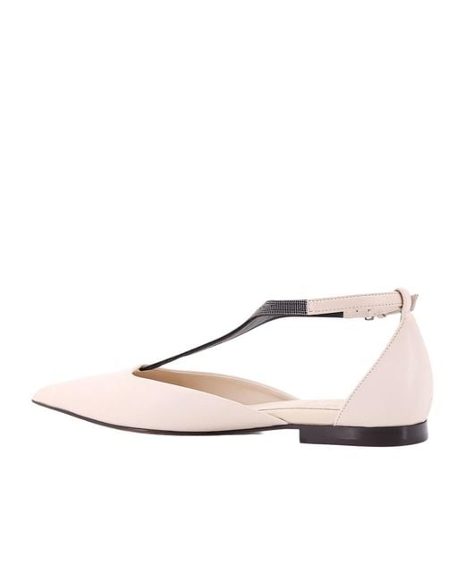 Brunello Cucinelli White Embellished Pointed Toe Sandals