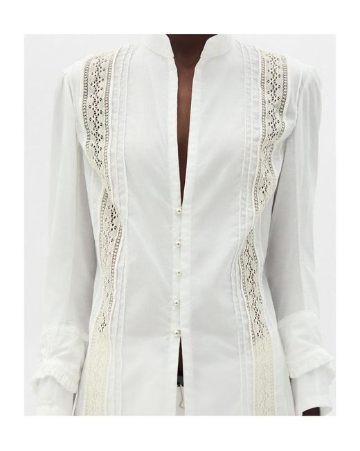 Ann Demeulemeester White Lidy Open Front Shirt With Lace Ribbons