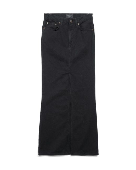 Balenciaga Black Centre Slit Denim Pencil Skirt