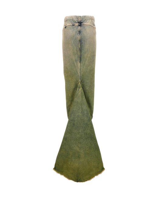 Moncler Green Moncler Rick Owens Radiance Raw Cut Hem Skirt