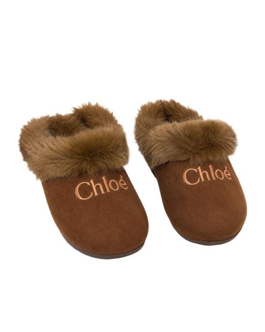 Chloé Brown Letter-Print Slides