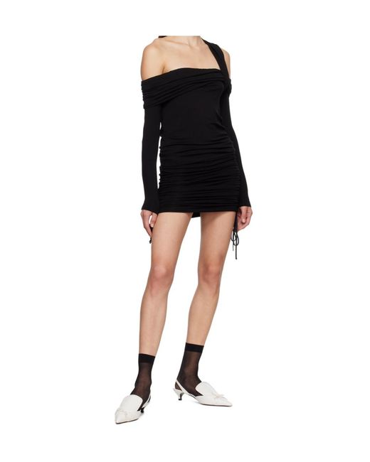Pushbutton Black Pleated Mini Skirt
