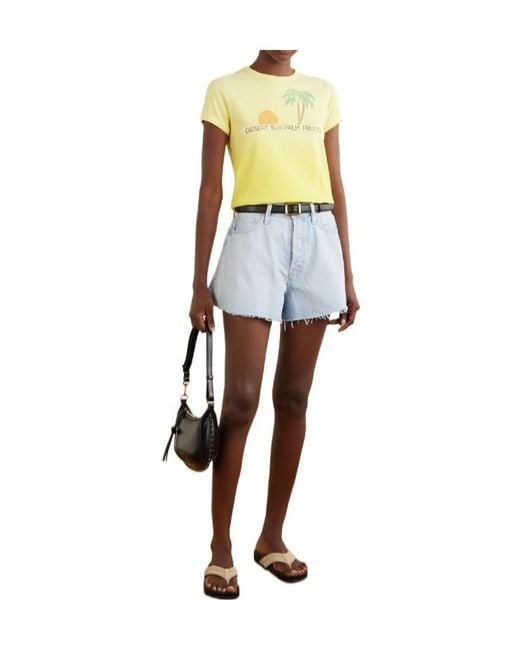 Mother Blue High-Waisted Denim Shorts