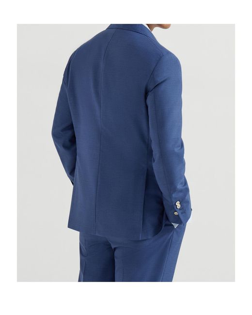 Brunello Cucinelli Blue Notched-Lapels Blazer for men