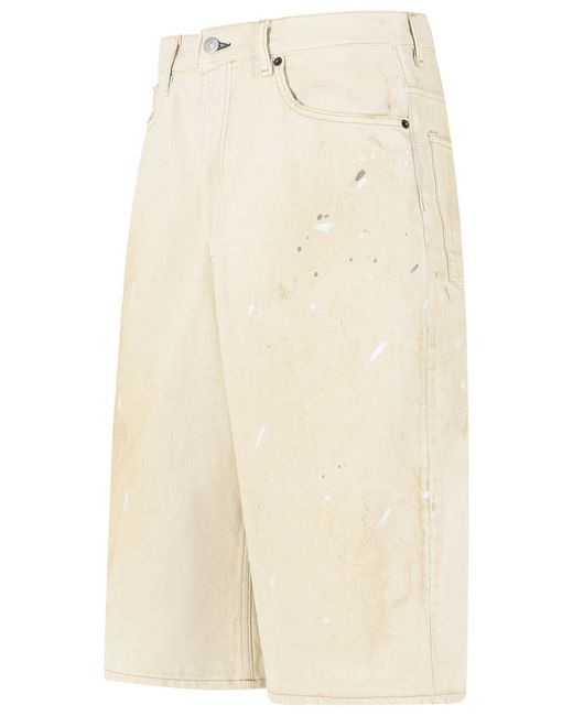 Acne Natural Distressed Patch Shorts for men
