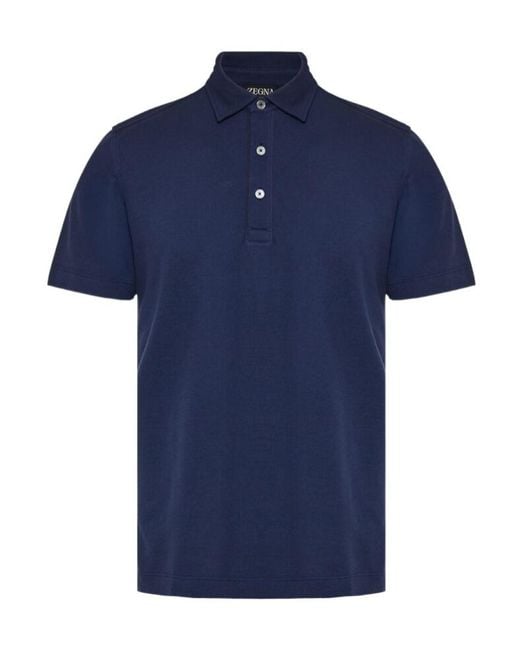 Zegna Blue Short-Sleeved Polo Shirt for men