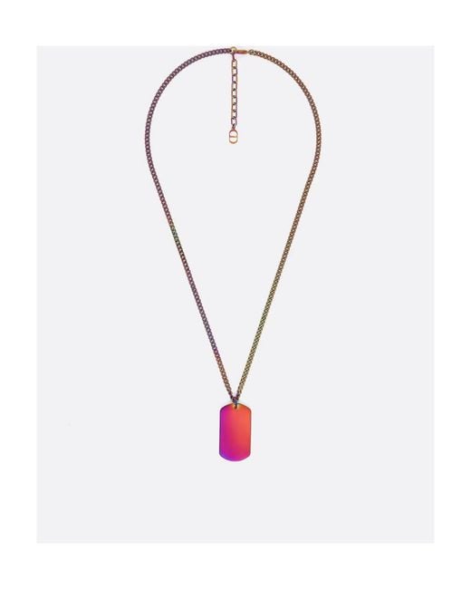 Dior White Cd Couture Plate Pendant Necklace for men