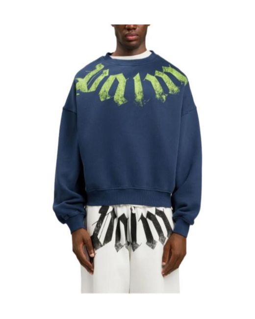 Palm Angels Blue Oversized Logo Sweatshirt for men