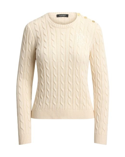 Ralph Lauren Natural Button-Trim Cable Knit Jumper
