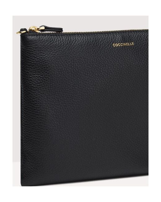 Coccinelle Black Pebble-Texture Leather Crossbody Bag