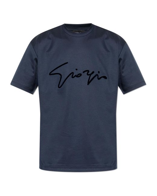 Giorgio Armani Blue Short-Sleeved Crewneck T-Shirt for men