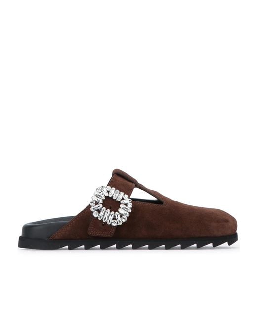 Roger Vivier Black Slidy Viv' Mules