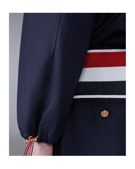 Thom Browne Blue Rwb-Stripe Hooded Jacket for men