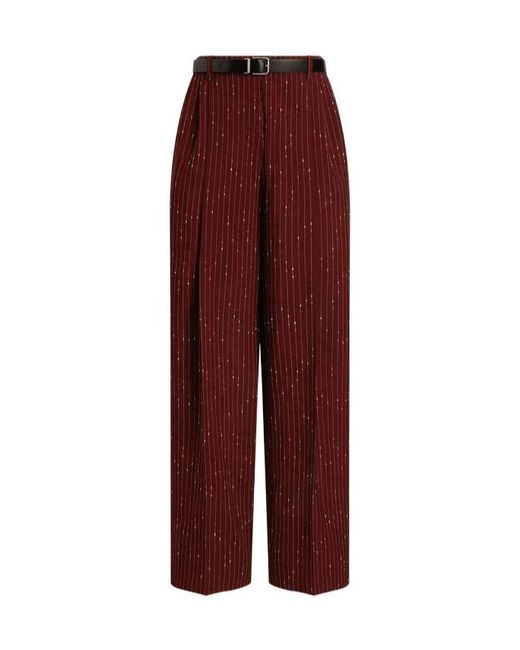 Dolce & Gabbana Red Pinstriped Wide-Leg Pants