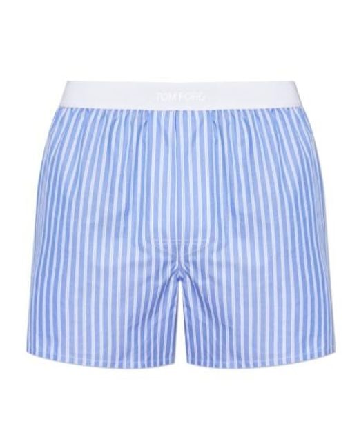 Tom Ford Blue Vertical-Stripe Boxer Shorts for men