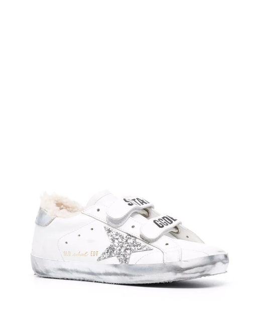 Golden Goose Deluxe Brand White Superstar Glitter-Embellished Sneakers