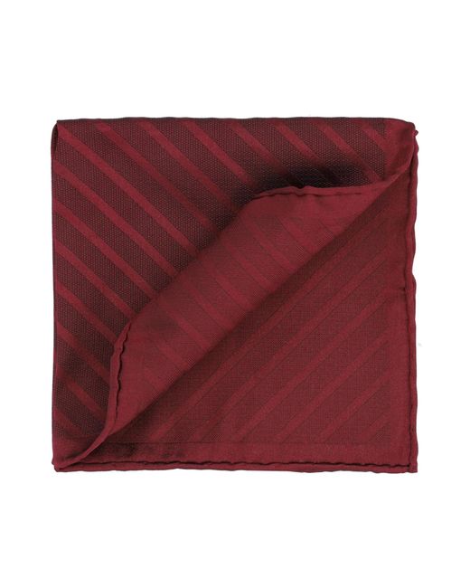 Brunello Cucinelli Red Diagonal-Striped Silk Pocket Square for men