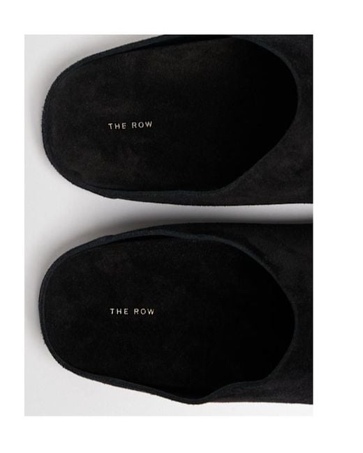 The Row Black Suede Flat Slides