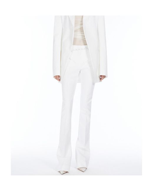 Sportmax White Abbono Pleat Detailed Straight Leg Trousers