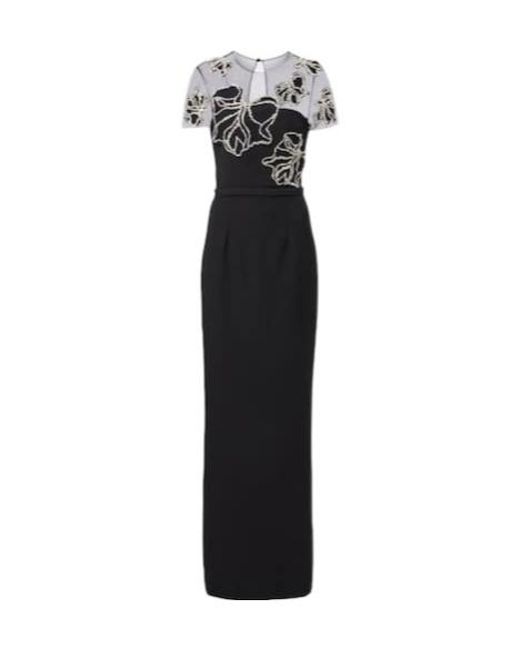 Safiyaa Black Embellished Crêpe Gown