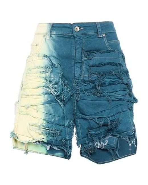 Rick Owens Blue Denim Shorts