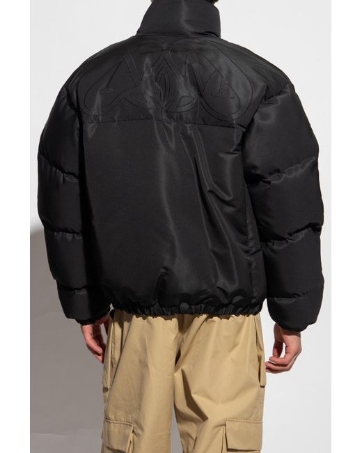 McQueen Black Long Sleeved Zipped Padded Jacket for men