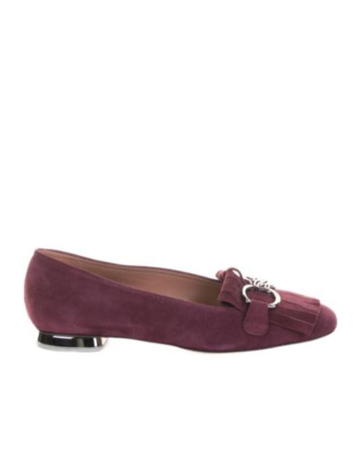 Casadei Purple Round-Toe Flat Shoes