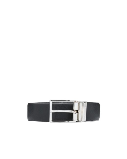 Emporio Armani White Logo Engraved Buckle Belt for men