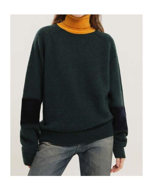 1989 STUDIO Green Contrast Turtleneck Sweater