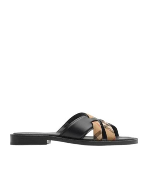Burberry Brown Check Drift Sandals for men