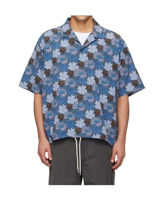 Nanamica Blue Printed Short-Sleeved Shirt for men