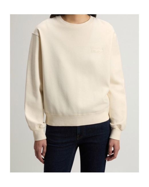 Woolrich Natural Logo-Embroidered Crew-Neck Sweatshirt